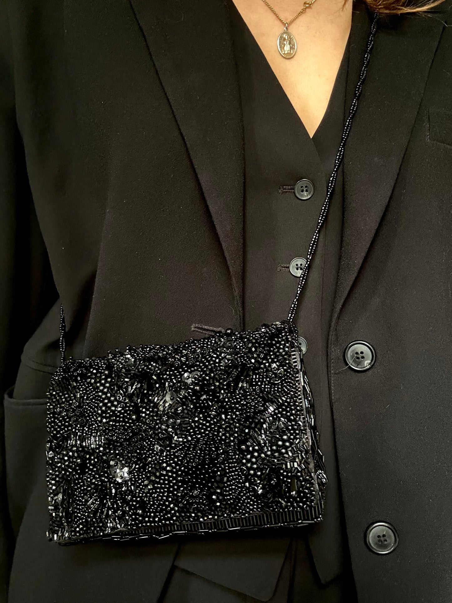 Black beaded bag