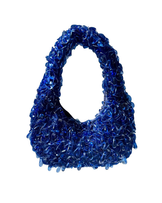 The blue plastic bottle bag