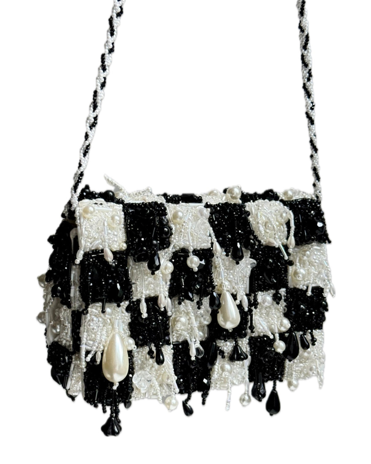 Beaded chess-board bag