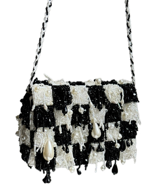 Beaded chess-board bag