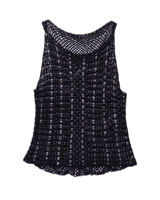 Black beaded crochet top