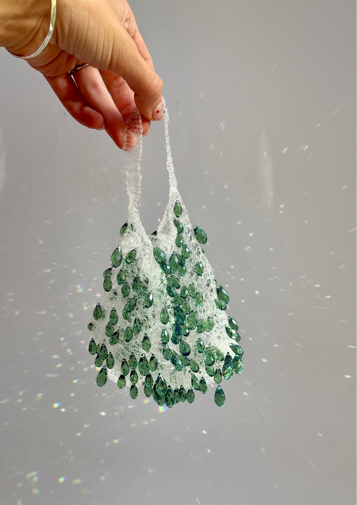 Swarovski water drop crochet bag